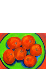 Persimmons in Green Bowl